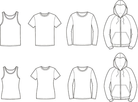 イラストの男性 S カジュアルな服スモック ジャンパー 一重項 T シャツ セーター ジャケット ジーンズ ショート パンツ パンツします のイラスト素材 ベクタ Image