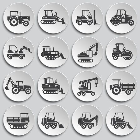 Heavy vehicle related icons set on background for graphic and web design. simple illustration. internet concept symbol for website button or mobile app