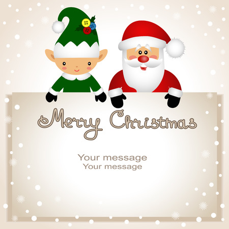 christmas card funny postcard with christmas elf and santa vector illustration stock vector - Elf Christmas Card christmas card funny postcard with christmas elf and santa vector illustration stock vector - Elf Christmas Card