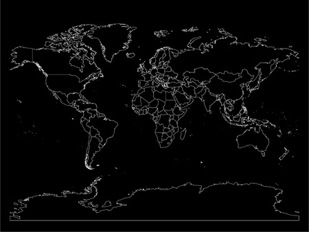 国境を持つ世界地図 黒の背景に薄い白い輪郭 シンプルな高ディテールラインベクトルワイヤーフレーム のイラスト素材 ベクタ Image 国境を持つ世界地図 黒の背景に薄い白い輪郭 シンプルな高ディテールラインベクトルワイヤーフレーム のイラスト素材 ベクタ Image