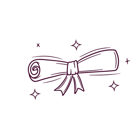 rolled diploma with ribbon and stars clip art preview