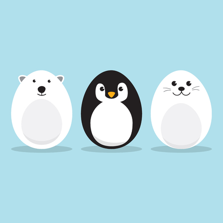 egg shaped arctic animals character set for easter day easter