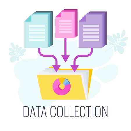 Data Collection Icon. Market Research. Information About The Market,  Company And Customers Is Accumulated In Data Folders. Flat Vector  Illustration. Клипарты, SVG, векторы, и Набор Иллюстраций Без Оплаты  Отчислений. Image 148691034