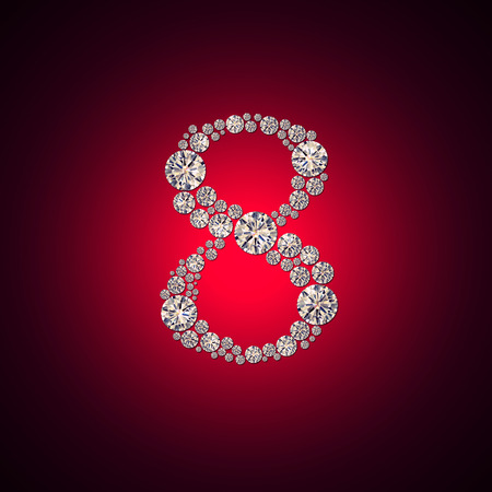 wallpaper International Women s Day: Background to the International Womens Day with the number 8 of the crystals on a red background. Greeting card on March 8.