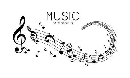Accord de musique de notes de musique élégantes. noir et blanc