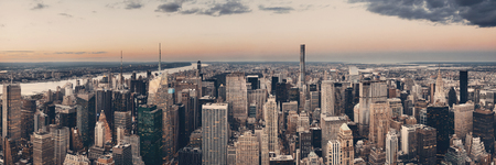 New york city midtown skyline with skyscrapers and urban cityscape panorama at sunset Stock Photo
