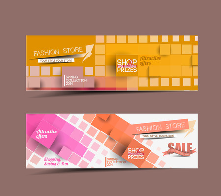 ファッション販売割引スタイル Web サイト バナー集のイラスト素材 ベクタ Image
