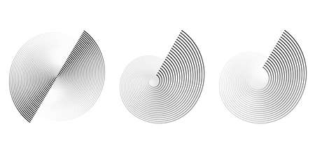 Rythme d'onde sonore en spirale circulaire à partir de lignes sur fond blanc. Banque d'images