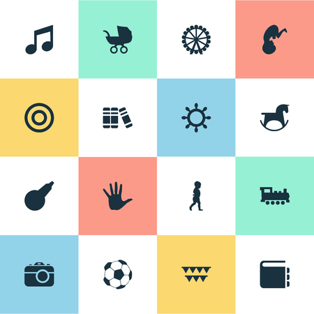 要素の線香花火 ヘアブラシ 胎児および他の類義語映画は 本屋と餌 簡単な赤ちゃんアイコンのベクター イラスト セット のイラスト素材 ベクタ Image