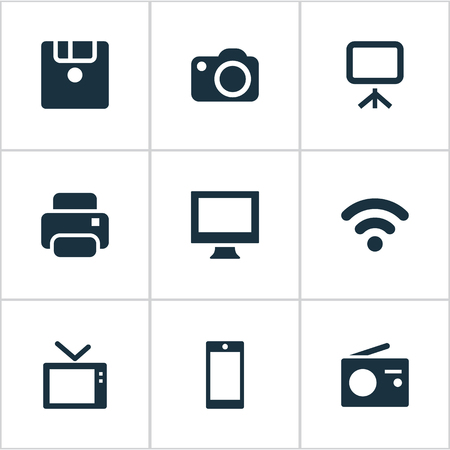 簡単なハードウェアのアイコンのベクトル イラスト セット 要素を保存 オプション テレビ その他のシノニムの接続テレビ ワイヤレス のイラスト素材 ベクタ Image