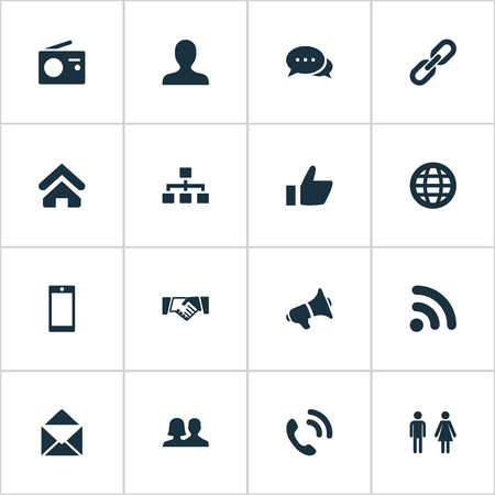 単純な透過アイコンのベクター イラスト セット 要素トランシーバー ハンドシェイク パートナーシップ類義語信号 カップルおよび構造します のイラスト素材 ベクタ Image