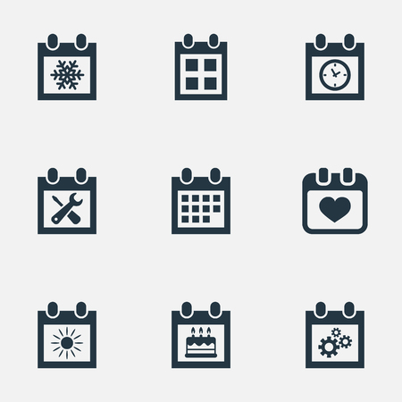 vector illustration set of simple plan icons elements date block