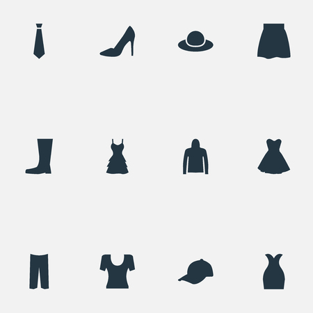 シンプルなドレスのアイコンのベクトル イラスト セット 要素の靴 財布 キャップ 他類義語布ハンドバッグと Fedora のイラスト素材 ベクタ Image シンプルなドレスのアイコンのベクトル イラスト セット 要素の靴 財布 キャップ 他類義語布ハンドバッグと Fedora のイラスト素材 ベクタ Image