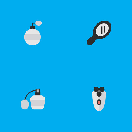 シンプルなショップ アイコンのベクター イラスト セット 要素の香り シェービング盤 ガラス 他の同義語シェービングや鏡 ミラー