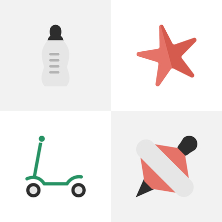 単純な子のアイコンのベクトル イラスト セット 要素の子 ベビーカー ニップル 他の同義語の子グッズと乳首 のイラスト素材 ベクタ Image