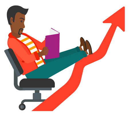 青空ベクトル フラットなデザインのイラストの背景に蜂起矢印を彼女の足 手の中の本で椅子に座っている女性が横たわっていた 縦型レイアウト のイラスト素材 ベクタ Image 5319