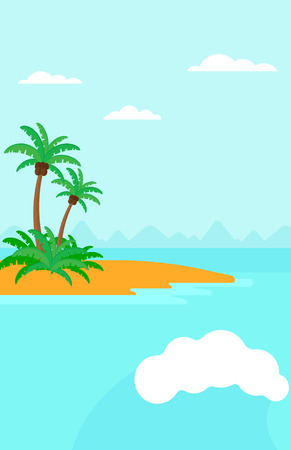 ヤシの木と海ベクトル フラット設計図小さな熱帯の島の背景 縦型レイアウト のイラスト素材 ベクタ Image