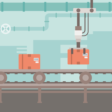 ボトル ベクトル フラットなデザイン イラストがベルトコンベアの背景 水平方向のレイアウト のイラスト素材 ベクタ Image ボトル ベクトル フラットなデザイン イラストがベルトコンベアの背景 水平方向のレイアウト のイラスト素材 ベクタ Image