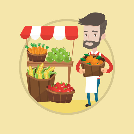果物や野菜の屋台の近くに立っている若い八百屋さん 市場の屋台の近くに立って八百屋 果物と八百屋持株バスケット ベクトル フラットなデザイン イラスト 正方形のレイアウトのイラスト素材 ベクタ Image 果物や野菜の屋台の近くに立っている若い八百屋さん 市場の屋台の近くに立って八百屋 果物と八百屋持株バスケット ベクトル フラットなデザイン イラスト 正方形のレイアウトのイラスト素材 ベクタ Image