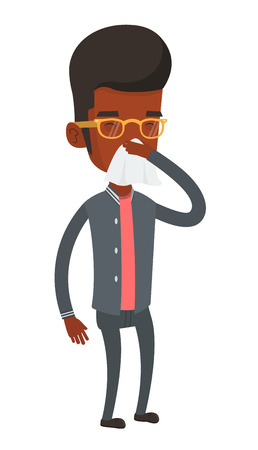 アフリカ系アメリカ人の男が紙ナプキンに彼の鼻を吹きます 病気の人は くしゃみ アレルギーを持つ組織に彼の鼻を吹く体調不良男 ベクトル フラットなデザイン イラストは 白い背景で隔離 のイラスト素材 ベクタ Image アフリカ系アメリカ人の男が紙ナプキンに彼の鼻を吹きます 病気の人は くしゃみ アレルギーを持つ組織に彼の鼻を吹く体調不良男 ベクトル フラットなデザイン イラストは 白い背景で隔離 のイラスト素材 ベクタ Image