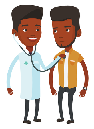若いアフリカ系アメリカ人の医者は患者の胸部を聴診器で聞きます 患者訪問医師 医者患者の検査胸部 ベクトル フラットなデザイン イラスト は 白い背景で隔離 のイラスト素材 ベクタ Image 若いアフリカ系アメリカ人の医者は患者の胸部を聴診器で聞きます 患者訪問医師 医者患者の検査胸部 ベクトル フラットなデザイン イラスト は 白い背景で隔離 のイラスト素材 ベクタ Image