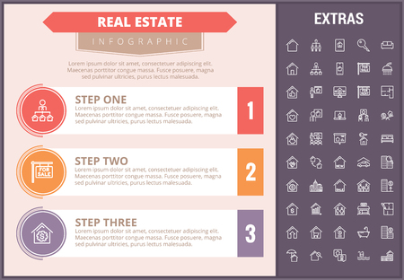 real estate infographic timeline template elements and icons