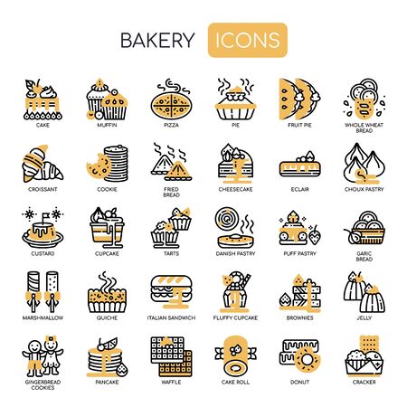 Bakery , thin line and pixel perfect icons Banco de Imagens
