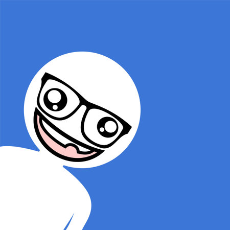 青い背景に笑い顔アイコンイラスト のイラスト素材 ベクタ Image