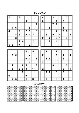 またはレターの快適な 簡単なまだ非常に簡単ではない レベルの数独パズルの 4 サイズ マージン 大規模な印刷 された本 含まれて回答に適したページのイラスト素材 ベクタ Image 8040