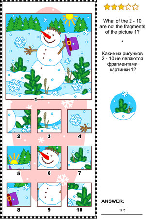 christmas winter or new year visual logic puzzle with snowman what of the 2 - Christmas Logic Puzzles christmas winter or new year visual logic puzzle with snowman what of the 2 - Christmas Logic Puzzles