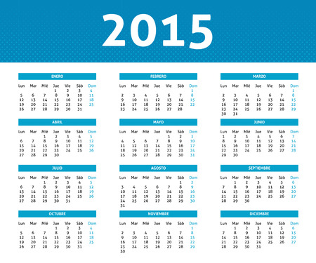 monday through sunday calendar 2015