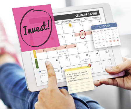 invest assets finance budgeting schedule to do concept stock photo budgeting calendar