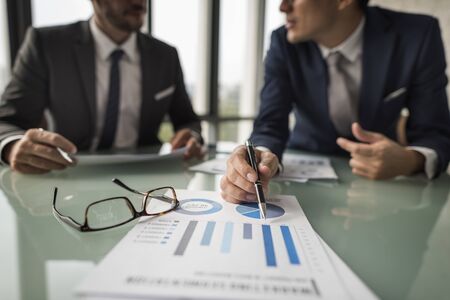 Business brainstorming graph chart report data concept