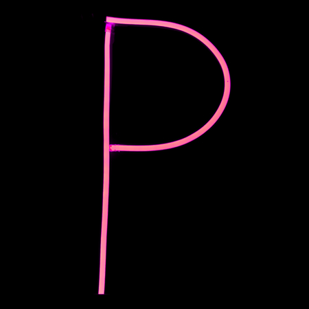 alphabet pink neon lights on black background stock photo picture