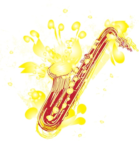 大ざっぱな楽しいイラスト サックスの様式化されました 簡単な変更のための層に分かれてください のイラスト素材 ベクタ Image