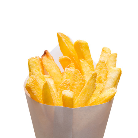 potato: bag of french fries isolated on white