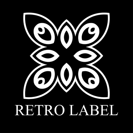 Vintage ornamental white logo template with text vector illustration Stock Photo