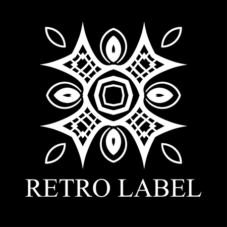 Vintage ornamental white logo template with text vector illustration Stock Photo