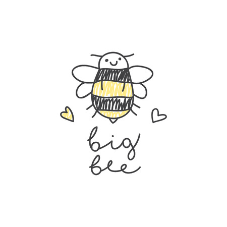 蜂と心のかわいい手描き下ろしシームレス パターンのイラスト素材 ベクタ Image 蜂と心のかわいい手描き下ろしシームレス パターンのイラスト素材 ベクタ Image