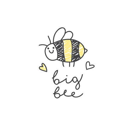 蜂と心のかわいい手描き下ろしシームレス パターンのイラスト素材 ベクタ Image 蜂と心のかわいい手描き下ろしシームレス パターンのイラスト素材 ベクタ Image