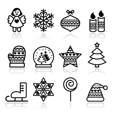 christmas icons with stroke xmas tree angel snowflake illustration - Christmas Images Black And White christmas icons with stroke xmas tree angel snowflake illustration - Christmas Images Black And White