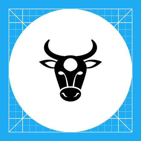 白黒牛ヘッド シルエットのアイコンのイラスト素材 ベクタ Image