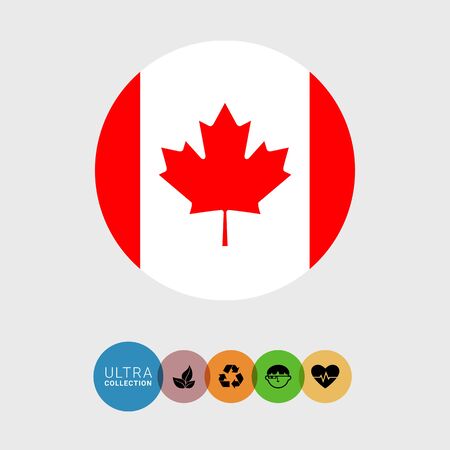 白い背景にカナダ国旗のアイコンを設定します のイラスト素材 ベクタ Image