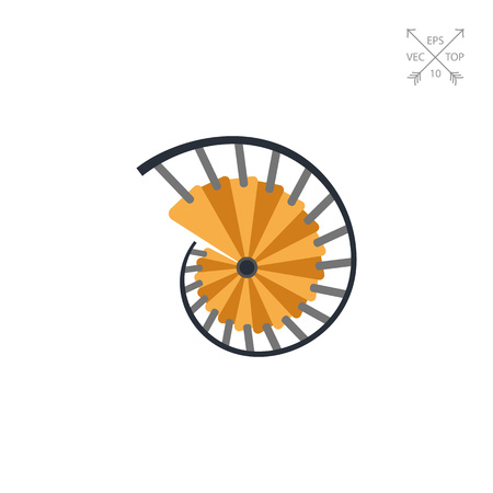 フェンスと螺旋階段のイラスト 平面図です はしご 階段 手すりのアーキテクチャアーキテクチャ コンセプト 建築 インテリア 建築のようなトピックに使用できます のイラスト素材 ベクタ Image