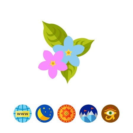 Icon of Sampaguita flowers. Jasminum sambac, scent, tropical flower. Philippines nature concept. Can be used for topics like flora, beauty or plant
