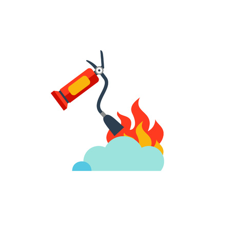 red fire extinguisher extinguishing fire clip art preview