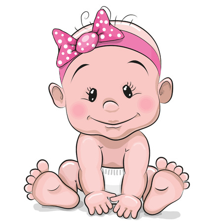 Mignon Dessin Anime Bebe Fille Isolee Sur Un Fond Blanc Clip Art Libres De Droits Vecteurs Et Illustration Image