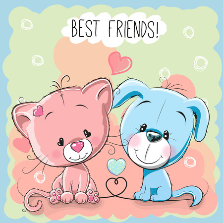 かわいい漫画の猫と犬のベスト フレンド のイラスト素材 ベクタ Image かわいい漫画の猫と犬のベスト フレンド のイラスト素材 ベクタ Image