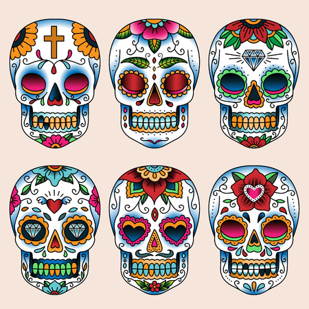 mexican halloween set of tattoo art skulls in mexican style for design and decoration - Mexican Halloween Skulls mexican halloween set of tattoo art skulls in mexican style for design and decoration - Mexican Halloween Skulls