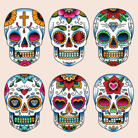 Set of tattoo art skulls in mexican style for design and decoration
 - 31524580